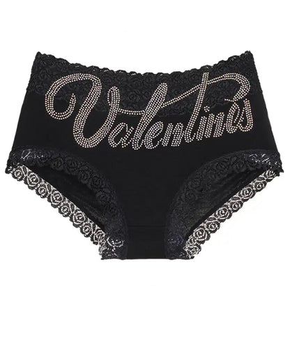 Rhinestone Lace High Waist Seamless Women's Panties