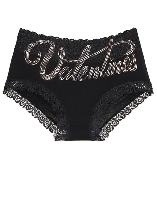 Rhinestone Lace High Waist Seamless Women's Panties