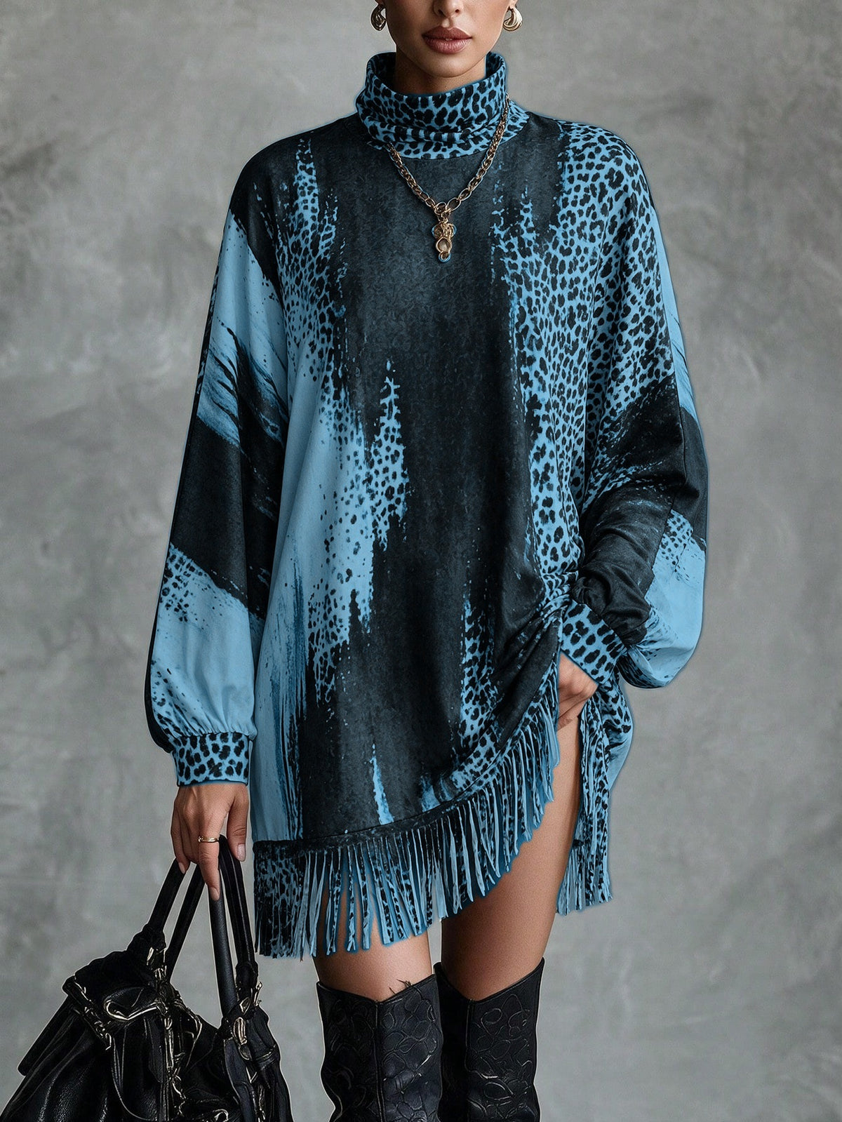 Loose Vintage High-Street Fall Winter Sweater Dress