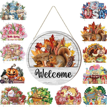 12 Pcs Interchangeable Welcome Sign for Front Door