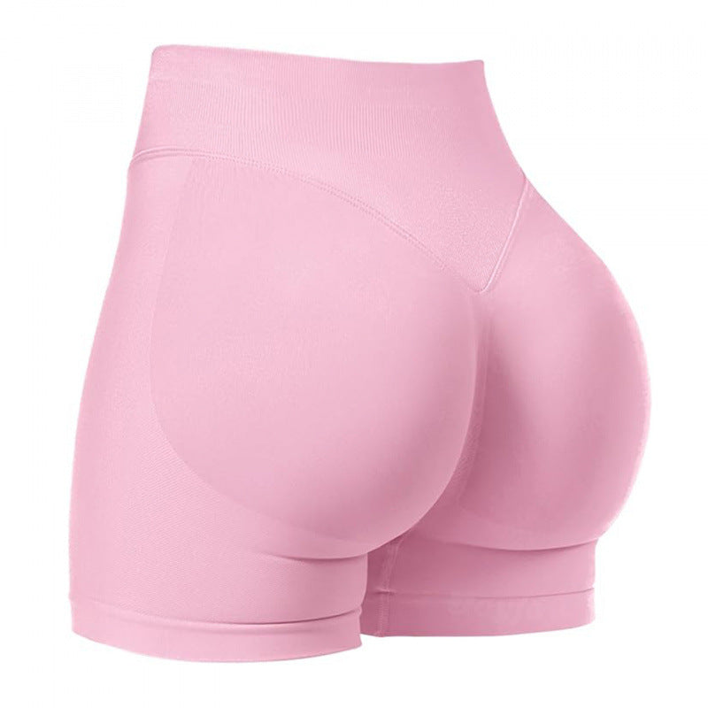 Seamless sports yoga shorts high waist hip lift
