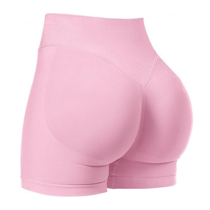 Seamless sports yoga shorts high waist hip lift