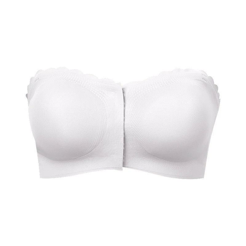 Wavy Trim Seamless Tube Top Bralette