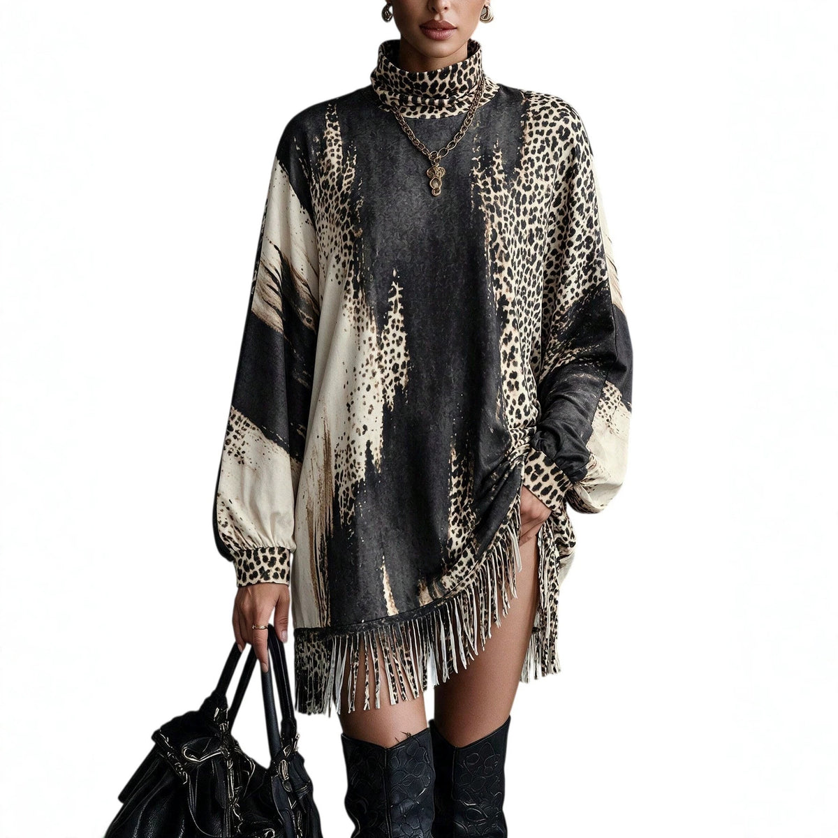 Loose Vintage High-Street Fall Winter Sweater Dress