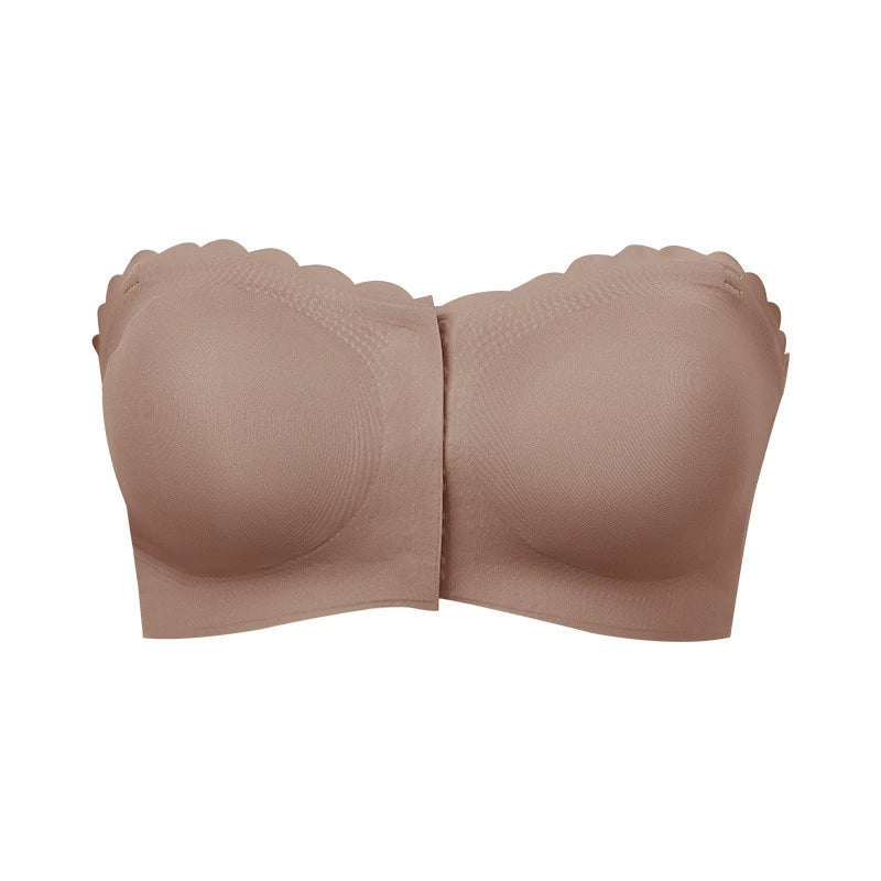Wavy Trim Seamless Tube Top Bralette