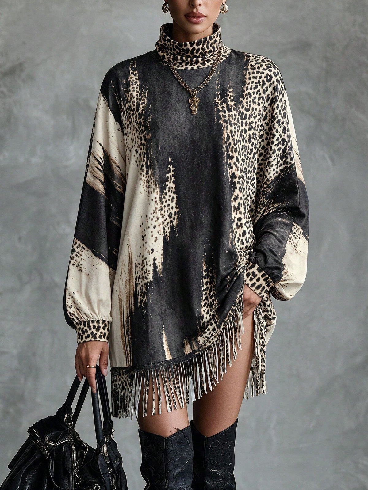 Loose Vintage High-Street Fall Winter Sweater Dress