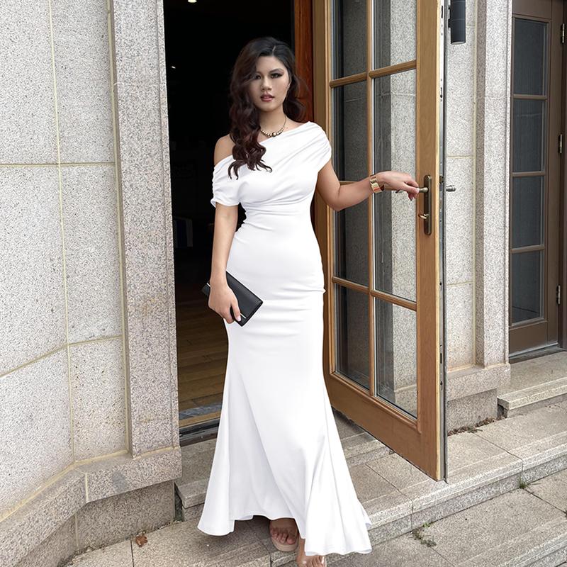 Elegant Sleeveless Off Shoulder Bodycon Long Formal Party Evening Dress