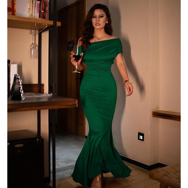 Elegant Sleeveless Off Shoulder Bodycon Long Formal Party Evening Dress