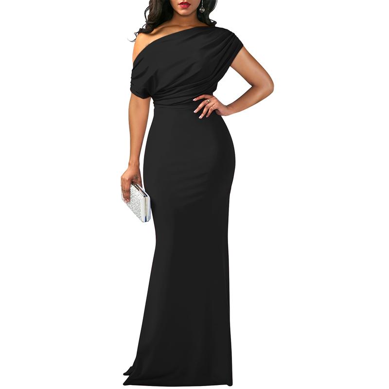 Elegant Sleeveless Off Shoulder Bodycon Long Formal Party Evening Dress