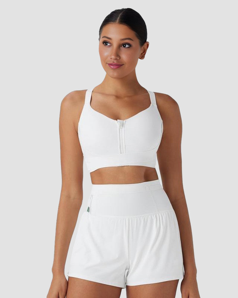 Quick-Dry Zipper Push-Up Sports Bra With Adjustable Buckle