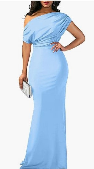 Elegant Sleeveless Off Shoulder Bodycon Long Formal Party Evening Dress
