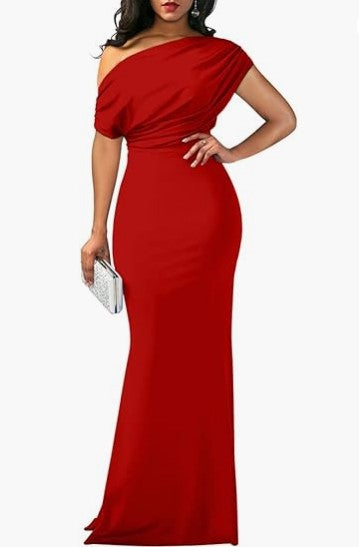 Elegant Sleeveless Off Shoulder Bodycon Long Formal Party Evening Dress