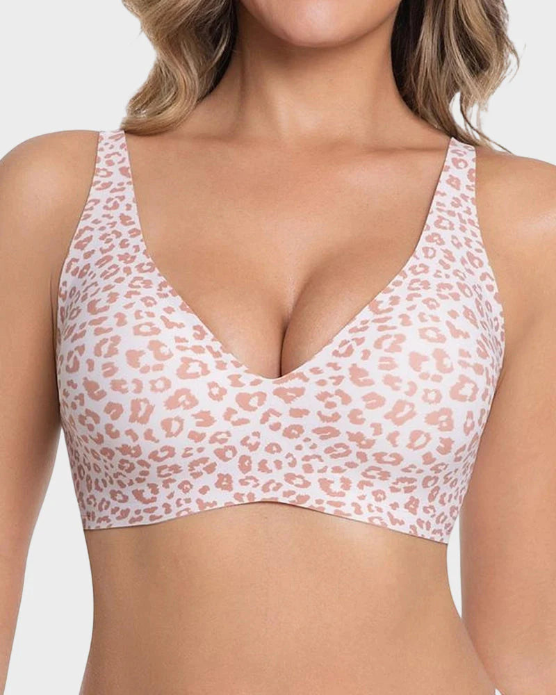 Wireless Leopard V-Neck Contour Bra