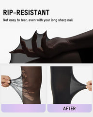 Slimming Semi-Sheer Black Thin Fleece Tights