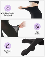 Slimming Semi-Sheer Black Thin Fleece Tights