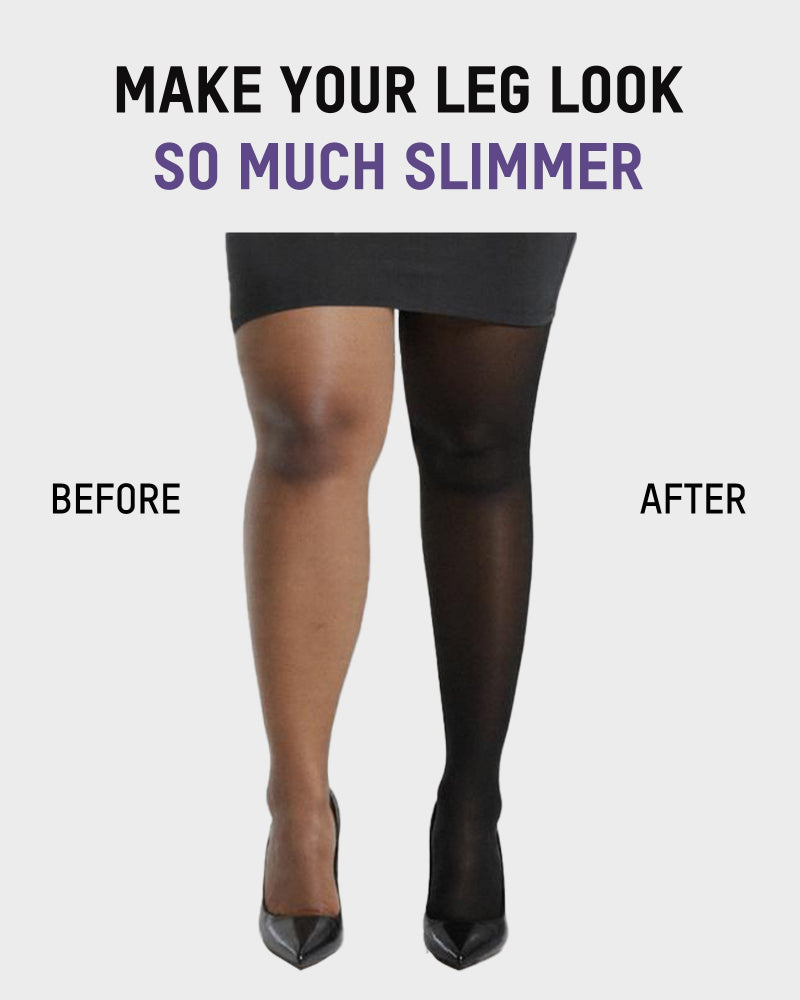 Slimming Semi-Sheer Black Thin Fleece Tights