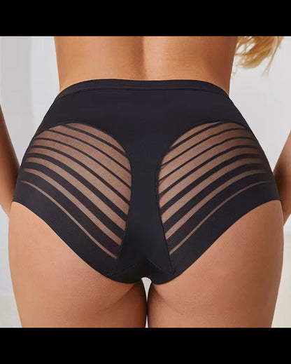 🔥Plus Size Up to 6XL 🔥 High Waisted Invisible Tummy Control Panties - Sheer Stripe Shapewear