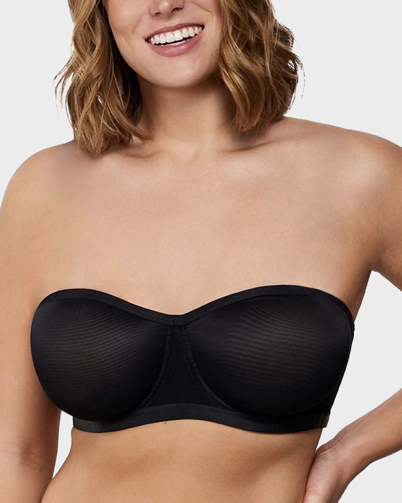No-Slip Strapless Sheer Mesh Balconette Bra