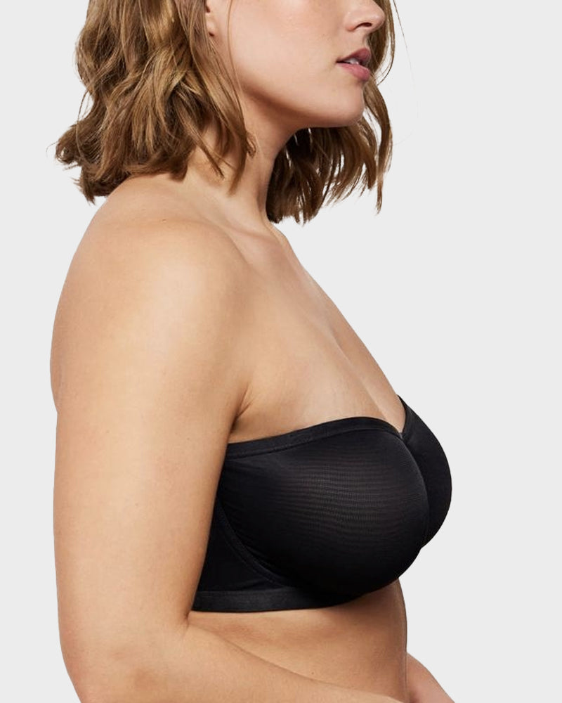 No-Slip Strapless Sheer Mesh Balconette Bra
