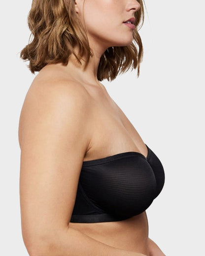 No-Slip Strapless Sheer Mesh Balconette Bra