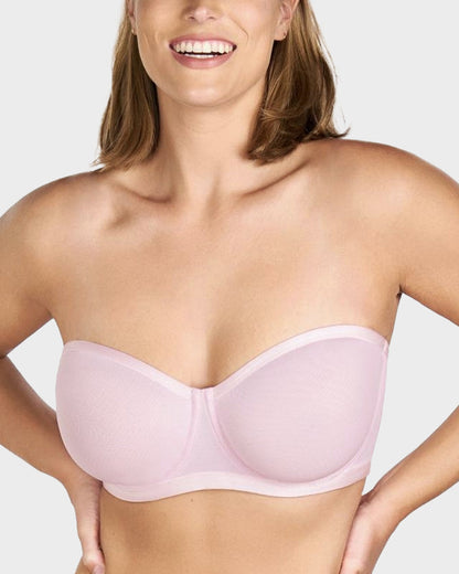 No-Slip Strapless Sheer Mesh Balconette Bra