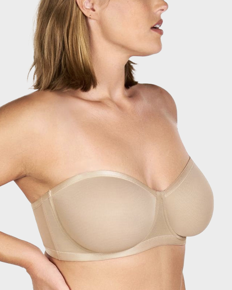 No-Slip Strapless Sheer Mesh Balconette Bra