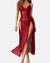 Camisón sexy de malla con escote en V y abertura lateral 