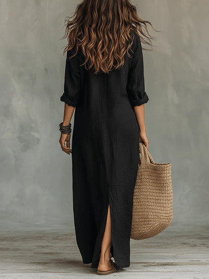 Black Maxi Dress with Buttons