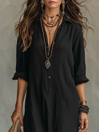 Black Maxi Dress with Buttons