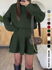 Women's Half-High Neck Long Sleeve Loose Knit Dress