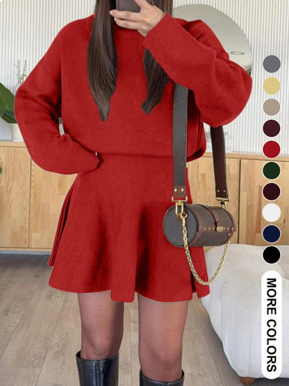 Women's Half-High Neck Long Sleeve Loose Knit Dress