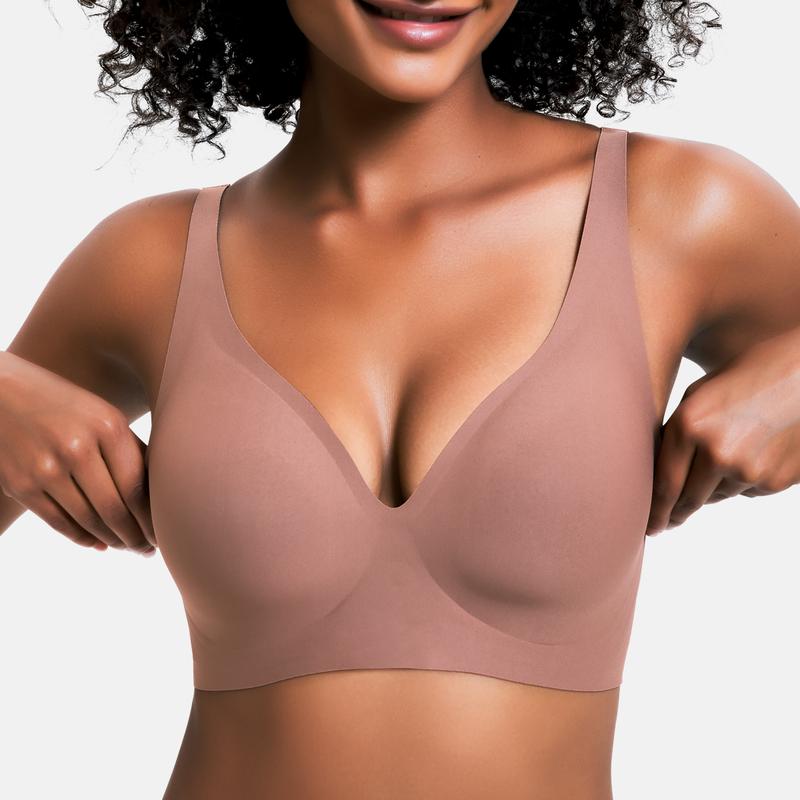 Jelly Wireless Seamless Deep V Push Up Bra