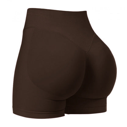Seamless sports yoga shorts high waist hip lift