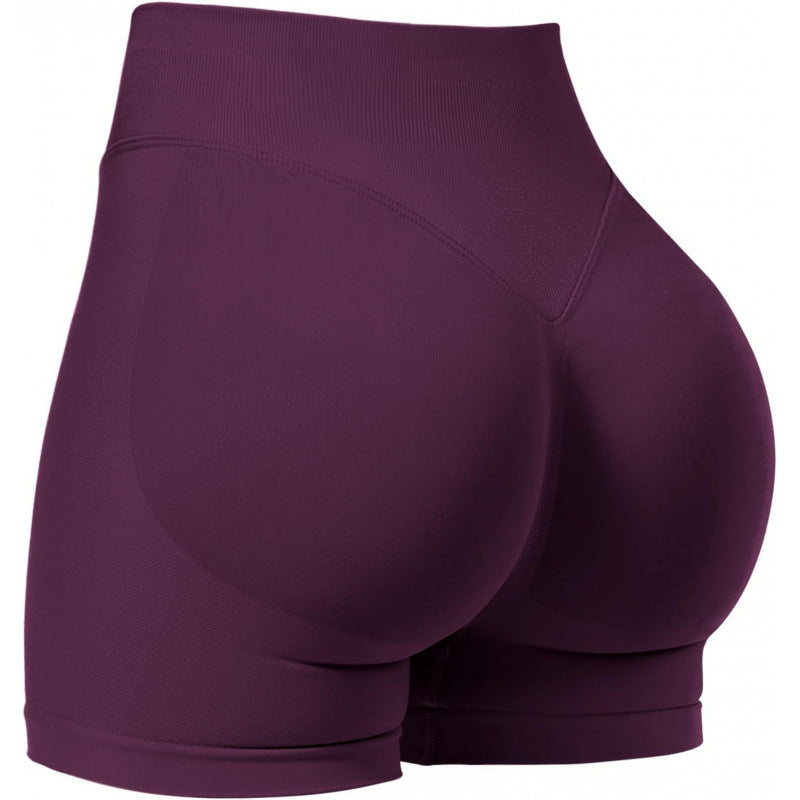 Seamless sports yoga shorts high waist hip lift