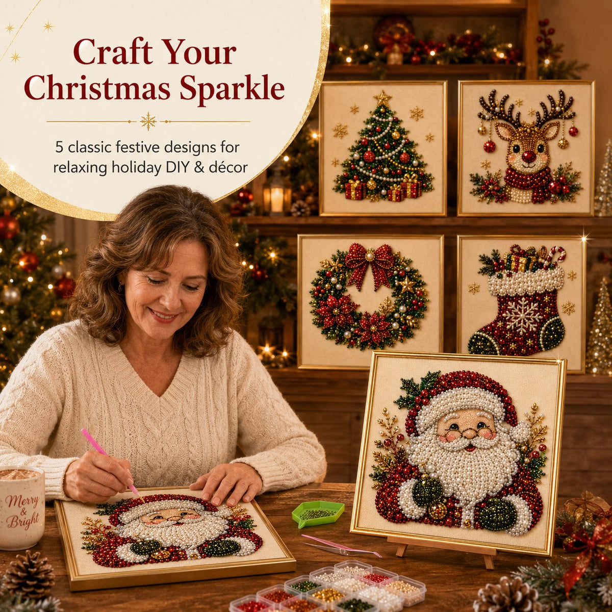 DIY Christmas Pearl Diamond Painting Art Kit