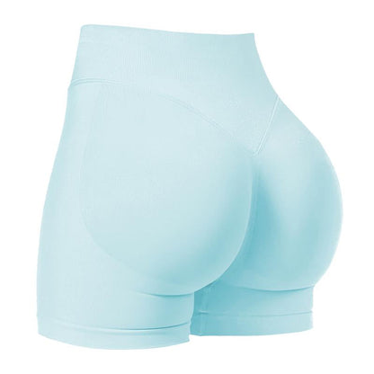 Seamless sports yoga shorts high waist hip lift