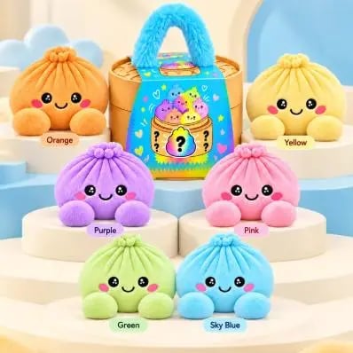 Cute Plush Stuffed Dumpling Squishies with Bamboo