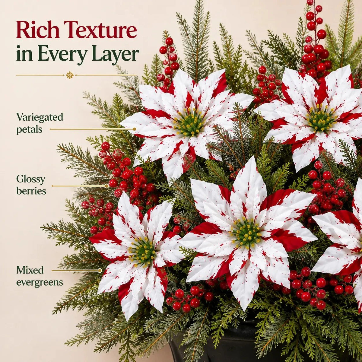 🎉❀Last Day 50% OFF🔥Christmas Poinsettia Planter Inserts(SET INCLUDES 6 PICKS)