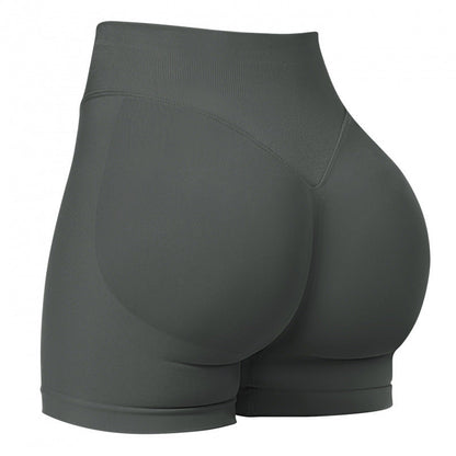 Seamless sports yoga shorts high waist hip lift