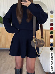 Women's Half-High Neck Long Sleeve Loose Knit Dress
