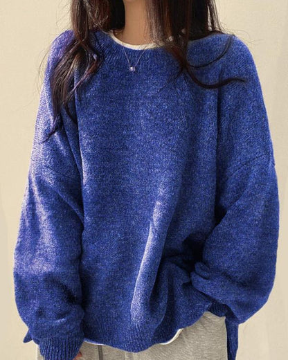 Women’s Split Hem Knit Sweater – Casual Fall & Winter Top
