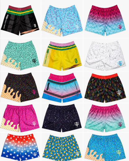 Curve Fit Printed Mesh Shorts for Women