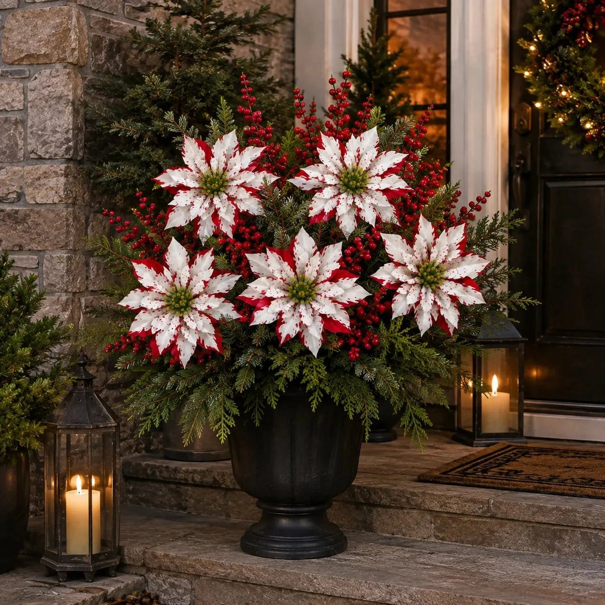 🎉❀Last Day 50% OFF🔥Christmas Poinsettia Planter Inserts(SET INCLUDES 6 PICKS)