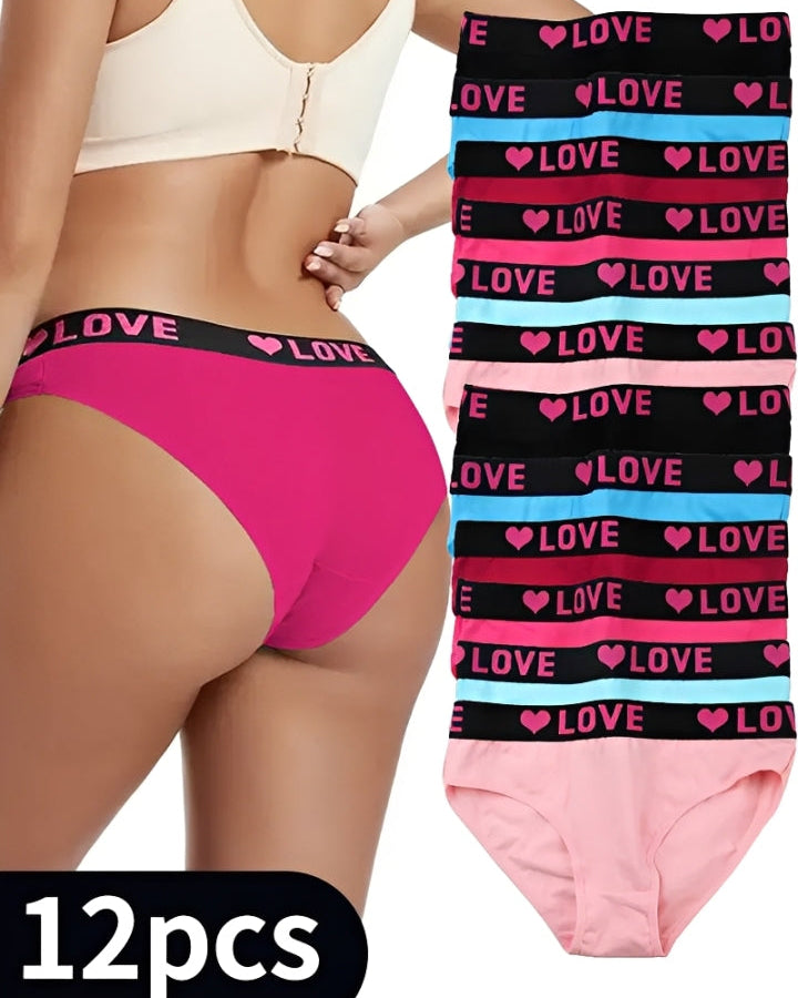 Women's High Rise Love Letter Tape Panties（6 Pack）