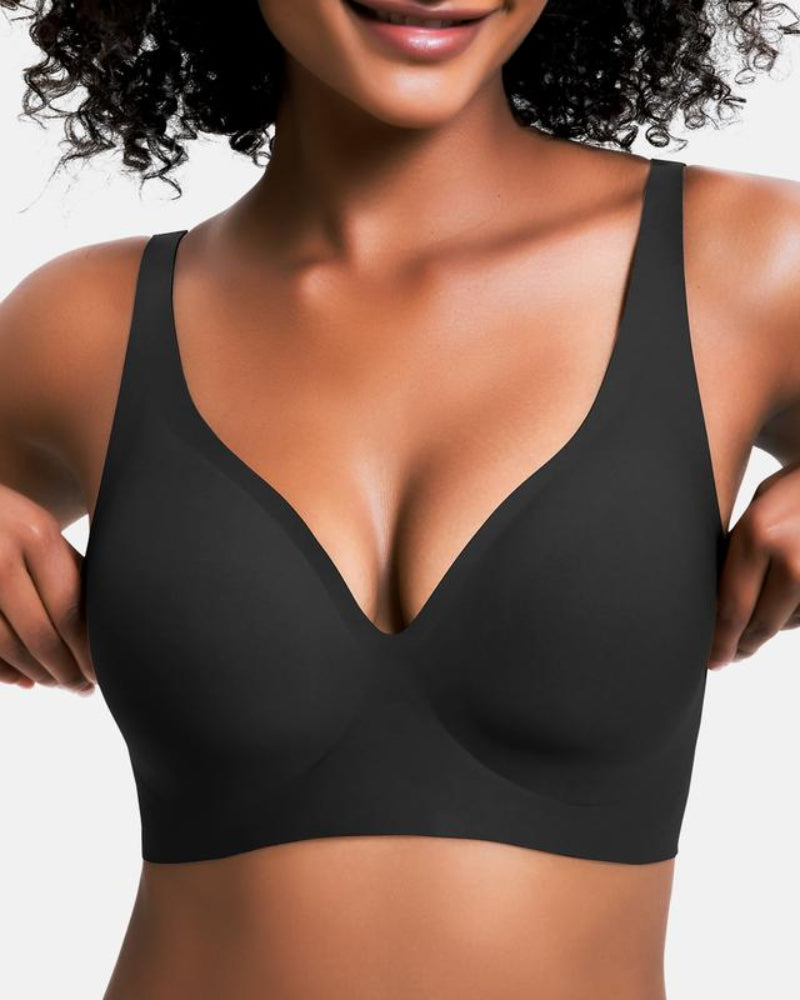 Jelly Wireless Seamless Deep V Push Up Bra