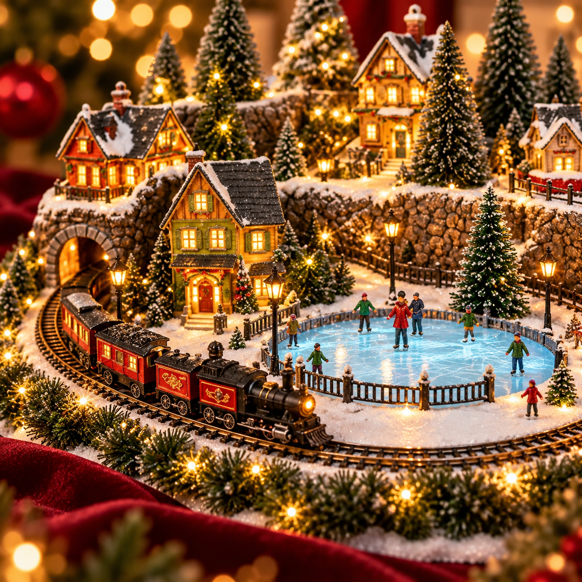 🔥 LAST DAY 50% OFF 🔥 Animated Holiday Train & Ice Rink Scene