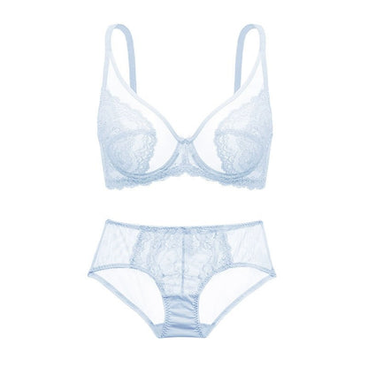 Sheer Floral Lace Support Bra Set