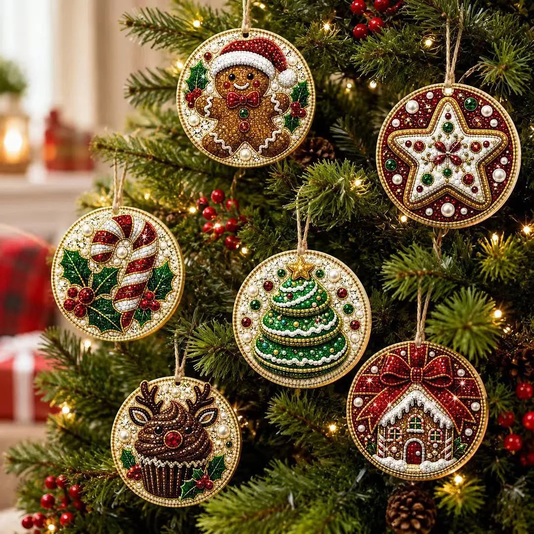 6 Pack Christmas Diamond Painting Ornament Kit – DIY Handmade Decorations