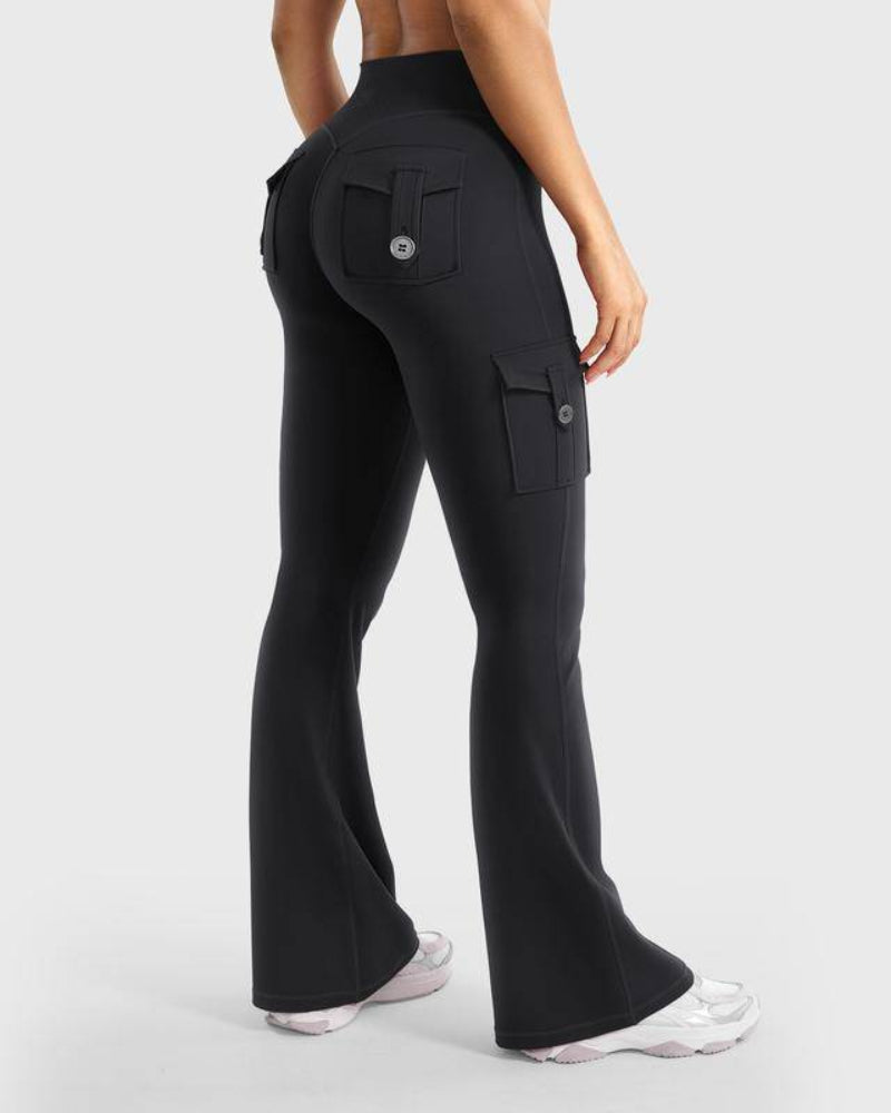 High-Waisted Flare Leggings with Pockets & No Front Seam
