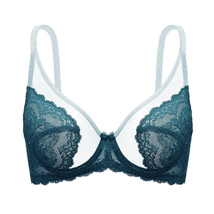 Sheer Floral Lace Support Bra Set